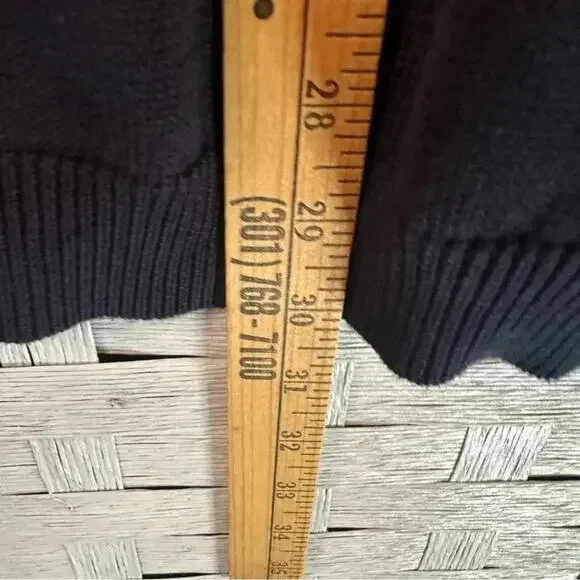 Eddie Bauer men’s Sweater Baumwolle V-neck cable knit navy casual winter layer - Picture 6 of 8